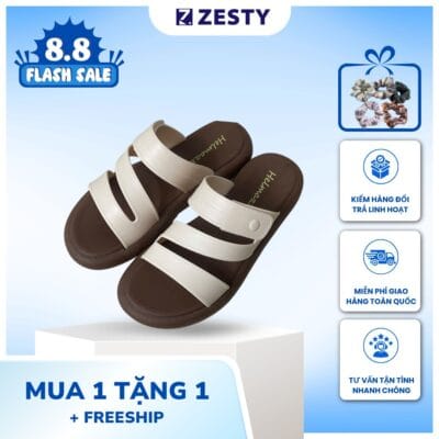 Dép nữ quai ngang 3 dây chéo thời trang đi biển, đi chơi