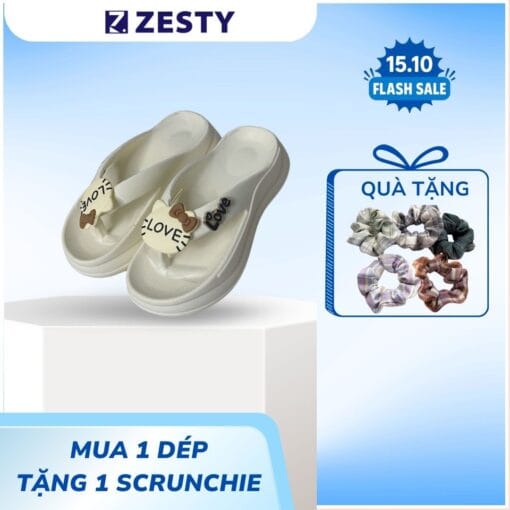Dép tông xỏ ngón độn đế 5cm dày dặn hình trái tim