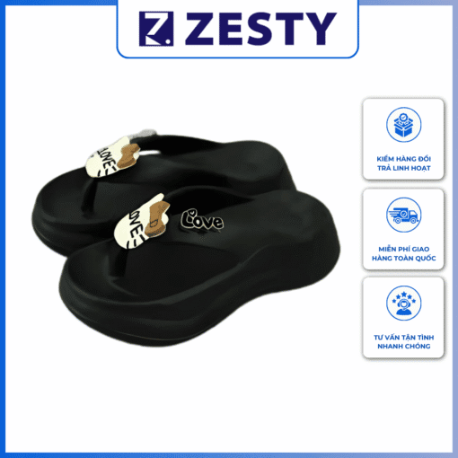 Dép tông xỏ ngón độn đế 5cm dày dặn hình trái tim