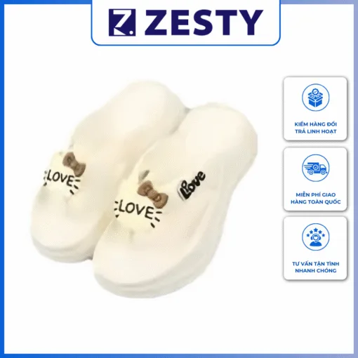 Dép tông xỏ ngón độn đế 5cm dày dặn hình trái tim