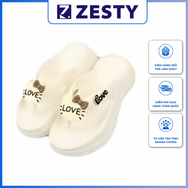 Dép tông xỏ ngón độn đế 5cm dày dặn hình trái tim