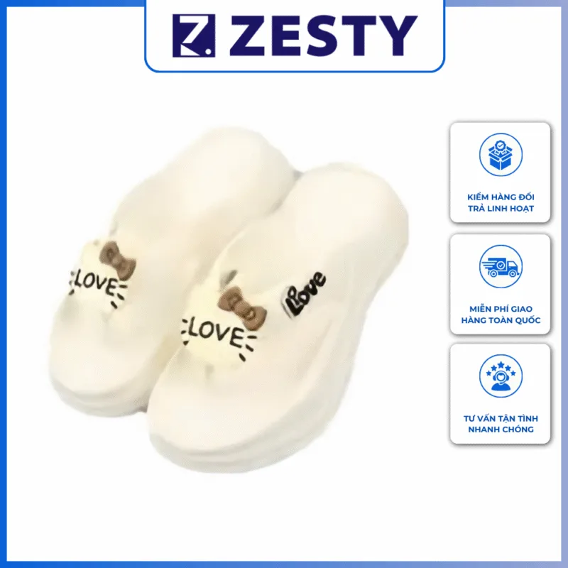 Dép tông xỏ ngón độn đế 5cm dày dặn hình trái tim