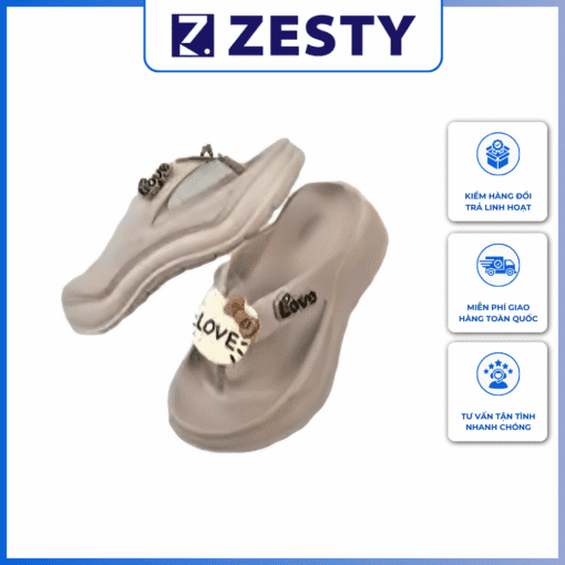 Dép tông xỏ ngón độn đế 5cm dày dặn hình trái tim
