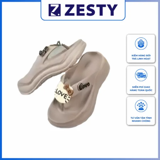 Dép tông xỏ ngón độn đế 5cm dày dặn hình trái tim