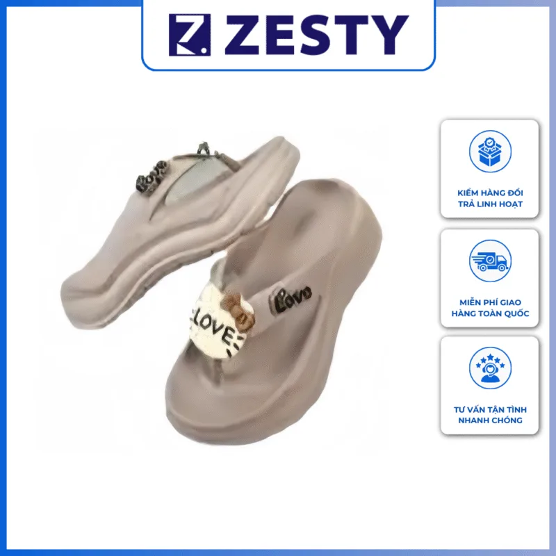 Dép tông xỏ ngón độn đế 5cm dày dặn hình trái tim