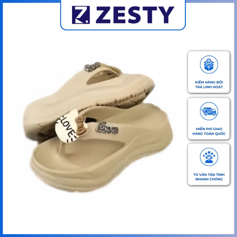 Dép tông xỏ ngón độn đế 5cm dày dặn hình trái tim