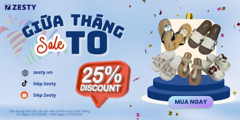 Zesty đang sale 25% các mẫu dép tặng bạn gái