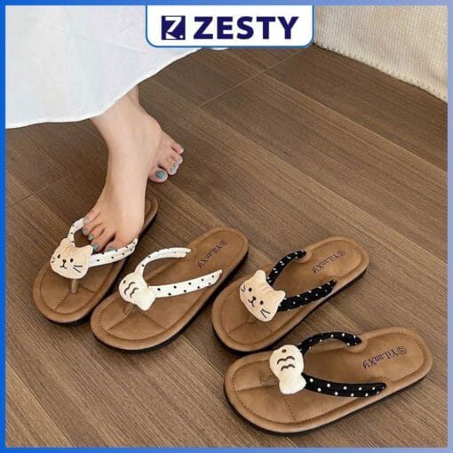 Dép xỏ ngón nữ mèo cá siêu kute chống Zesty siêu
