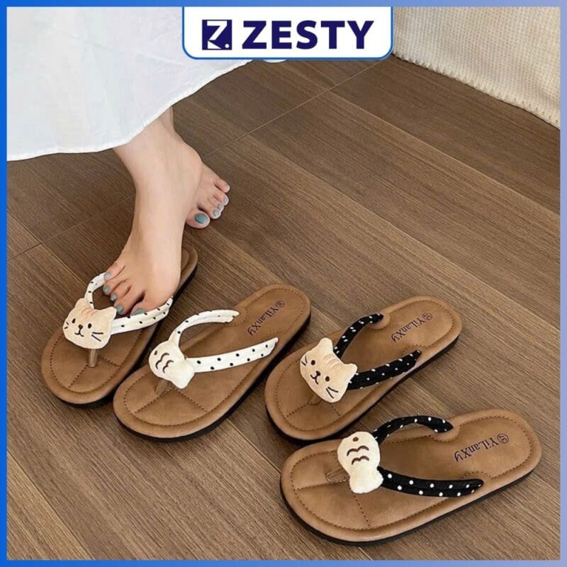 Dép xỏ ngón nữ mèo cá siêu kute chống Zesty siêu