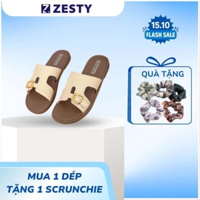 Dép nữ quai ngang mộc lam có khóa tùy chỉnh siêu xinh, đi chơi Zesty