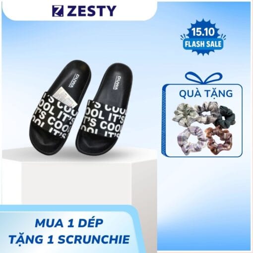 Dép nam đúc nguyên khối nam họa tiết chữ hàng Duwa