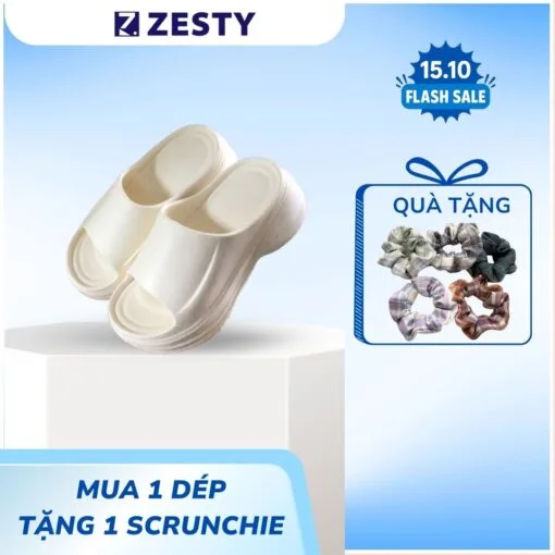 Dép bánh mì trơn 7cm basic chống nước trơn trượt