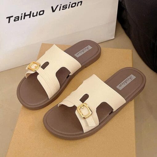 Dép nữ quai ngang mộc lam có khóa tùy chỉnh siêu xinh, đi chơi Zesty